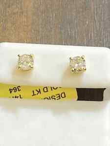 1.00 Carat Diamond Stud Earrings Real Natural Certified Round Solitaire 14k Gold
