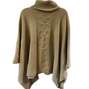 MAG Magaschoni Poncho Womens One Size Green Turtleneck Wool Cashmere
