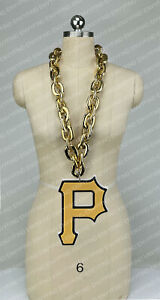 New MLB PITTSBURGH PIRATES Jumbo Big GOLD Fan Chain Necklace Foam