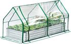 6x3x1FT Galvanized Raised Garden Bed,Outdoor Planter Planting Bed w/Clear Cover