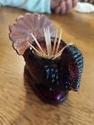 Vintage Glass Mosser Plum Purple Amethyst Turkey Toothpick Holder Candle Holder
