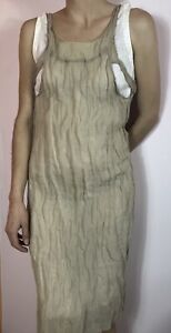 HELMUT LANG Dress Women’s Small/Size 10 Mid-Length Sleeveless Crinkled Beige