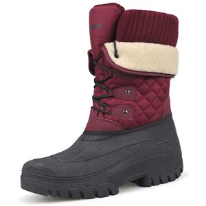 Knixmax Womens Snow Boots Waterproof Warm Winter Walking Trekking Outdoor Shoes
