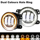 Pair 4 Inch LED Fog Lights White Amber Ring DRL for 07-17Jeep Wrangler JK JKU (For: Jeep Wrangler)