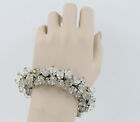 Clear Bead Bracelet - Beads sit in a Silvertone Base with Crystals