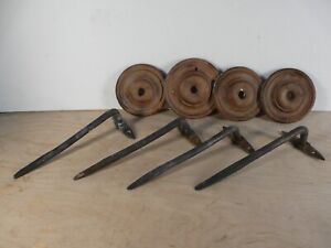 New ListingLot of (4) Wrought Iron Bannister Supports & Decorative Medallions-ANTIQUE