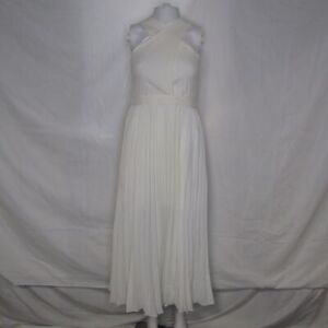 Ted Baker Womens Dress Cream White Size 4 Cross Pleated Knit Bodice Dress
