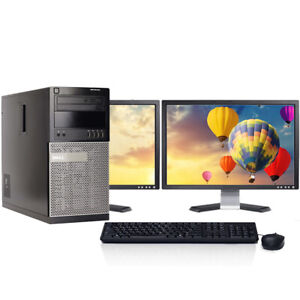 Dell PC Computer Tower i5 up to 16GB RAM 2TB HD or SSD 24 LCD Windows 10 Pro