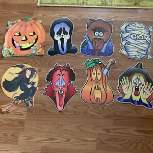 Vtg Lot 6 OTC And 2 Other Die Cut Outs  Halloween Decorations Witch Scream