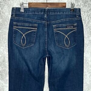 Calvin Klein womens mid rise flare jeans size 10 stretch dark wash