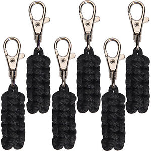 6 Pack 550 Universal Nylon Paracord Parachute Cord Zipper Pulls with Keychain