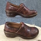 Bolo Shoes Womens 6.5 Casual Clogs Slip On J00652 Brown Embossed Leather Wedge