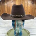 VTG Miller Cowboy Hat Mens 7 3/8 Brown Felt Imported Made in USA