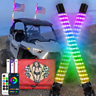 For Polaris RZR Trail 570 900 1000 2X 2FT COB RGB LED Spiral Whip Lights w/Flags