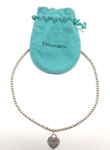TIFFANY & CO 925 Silver Return to Tiffany Heart Tag Bead Chain Necklace