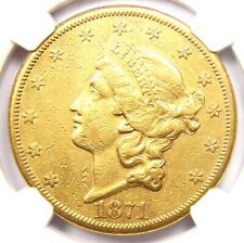1871-CC Liberty Gold Double Eagle $20 Coin - NGC AU Details - RARE Key Date!