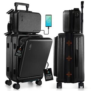 2 Pc Carry-On Spinner Suitcase & Case, TSA Lock Expandable Hardshell Luggage Set