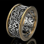 Personalized Men/Women Wedding Ring Two Tone 925 Silver Filled Jewelry Sz 6-10