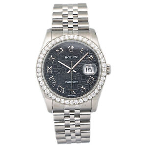 Rolex Datejust 116200 Steel Jubilee Computer Roman Black Dial Diamond Watch 36mm