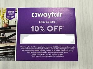 Wayfair First Time Shopper 10% Off 1st Order Only Coupon Exp 06/14/2024