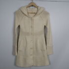 Etam Weekend Womens Wool Trench Coat Size 36 White Hooded Button Up Jacket