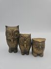 Set of Three Brass Owl Figurines Made In Korea