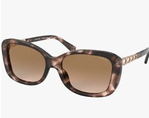 COACH HC8286 559013 Pink Tortoise Rectangle Women's 57 mm Sunglasses