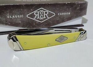 New ListingVINTAGE YELLOW RR TRAPPER HUNTING POCKET KNIFE W/ DISPLAY CASE !!!