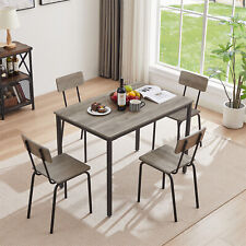 5 Piece Dining Table Set Table w/ 4 Chairs Kitchen Breakfast Furniture Grey
