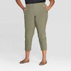 Women's Plus Size Casual Crop Pants by Ava & Viv - Olive Green - 4X - 28W/30W