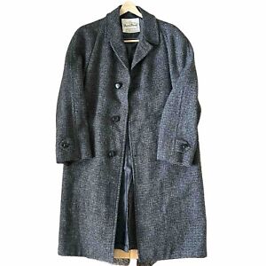 Vintage Handsome Harris Tweed Wool Overcoat Trenchcoat Topcoat Men’s Size 42-44