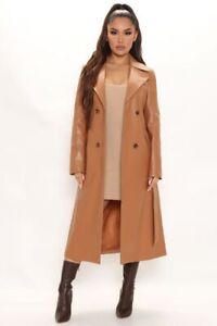 Exclusive Unique Trench Coat Women Trendy Brown Quality Long Leather Lambskin