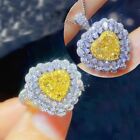 2pc Set Xmas Jewelry Gifts Mix Color Yellow Citrine Topaz Women Necklaces Rings