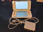 Nintendo 2DS XL White & Orange Console System w/Charger & Games ***TESTED***