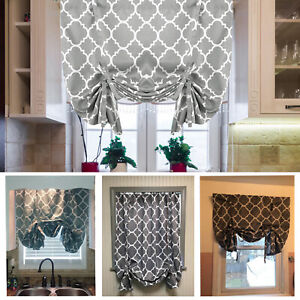 Tie Up Shade Window Curtains for Kitchen Living Room Rod Pocket Drapes 1 Panel