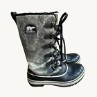 Sorel size 6US Tivoli Gray Leather Lace Up Tall Winter Waterproof Boots