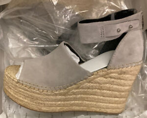 Dolce Vita Straw Wedge Smoke Suede Espadrilles Sandals - Size 9 - New With Box!