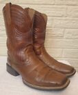 Ariat Men's Leather Square Toe Rubber Sole Brown Western Boots Size 10.5 D