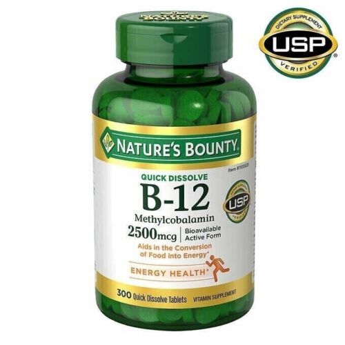 Nature s Bounty Vitamin B-12 2500 mcg 300 Quick Dissolve Tablets EXP 04/2026