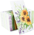 100 Pack Spring Sunflower Floral Guest Hand Towels Disposable for Bathroom