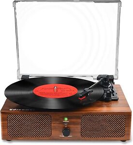 Udreamer Wireless 3-Speed Vinyl Record Player with Bluetooth/USB/AUX input