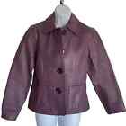 Chico’s Women’s Purple Jacket Ostrich Pattern 100% Leather Chico Size 0 SMALL
