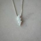 White Opal Stone Pendant Minimalist Lightening Opal Necklace Sterling Silver