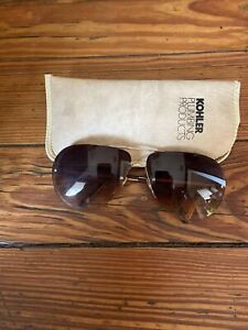 Retro Men’s Aviator Sunglasses 1970s Silver Tone With Leather Glasses Case