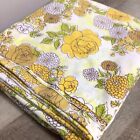 Vintage Queen Flat Sheet Percale Yellow Floral Flower ~ Montgomery Ward