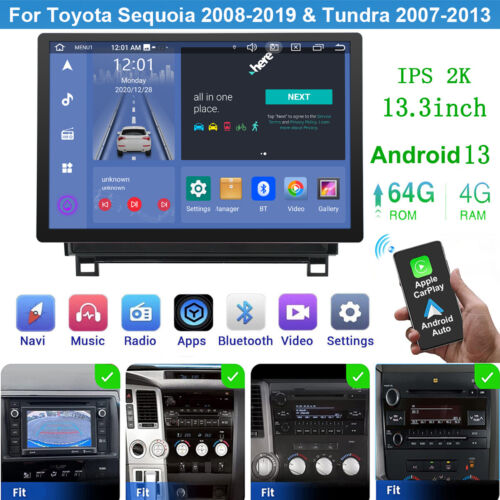 13'' Android 13 Car Stereo GPS Carplay Radio In-Dash For Toyota Tundra /Sequoia