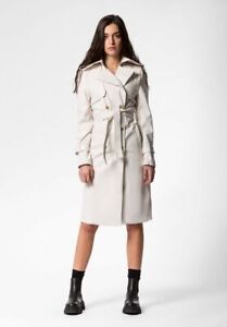 White Genuine Lambskin Soft Leather Trench Coat Women Elegant Handmade Overcoat