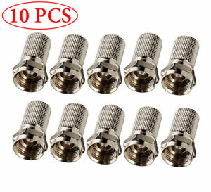 10 Pack F type RG6 Twist On Coax Cable RF Connector Plug Satellite Antenna TV
