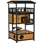 Outdoor Feral Cat House Kitten Condo Shelter with Escape Door Jumping Platform