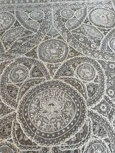 Normandy Lace Antique Handmade Twin Bed Cover - c1920